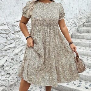 SHEIN Animal Print Ruffle Dress